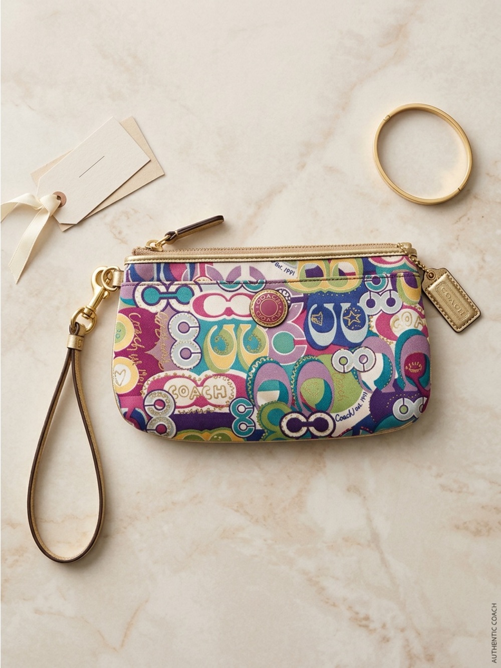 Coach Vintage/Y2K Womens Multicolour Wristlet/Clutch/Wallet/Purse Poppy Graffiti